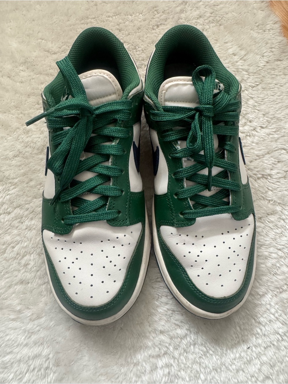 Nike Green and White Men's Low-Top Sneakers